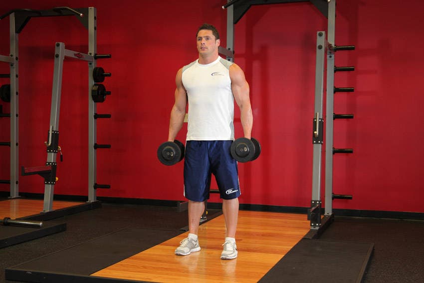 Dumbbell Squat: start and finish position