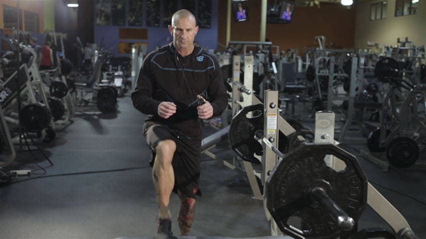 Step-up with Knee Raise: start and finish position