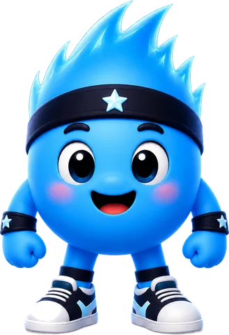 Astro — the FitAstra AI coach, a blue flame character in sneakers and a star headband